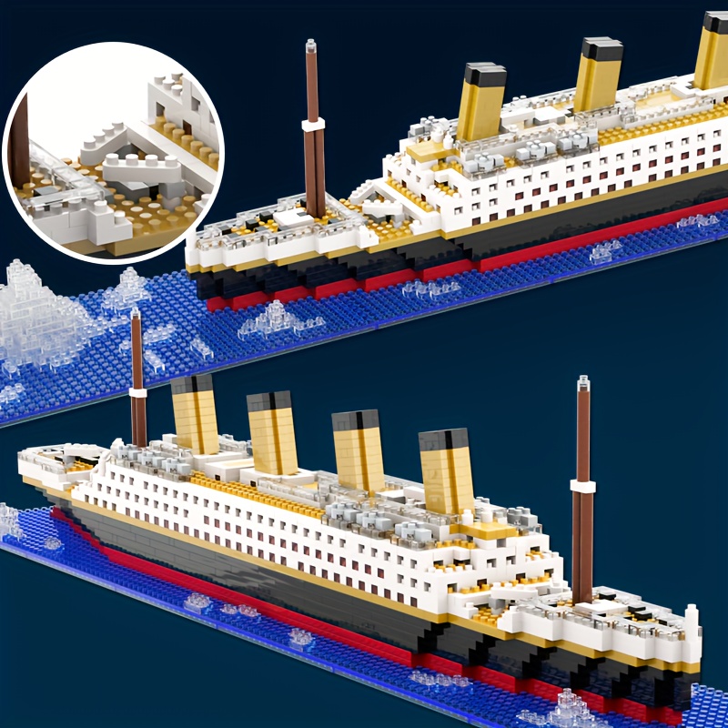 Large Building Block Set | Titanic Ocean Model | Educational Toy for Kids | Pixel Brick Home Decor | Creative Puzzle Construction Kit | Gift Box
