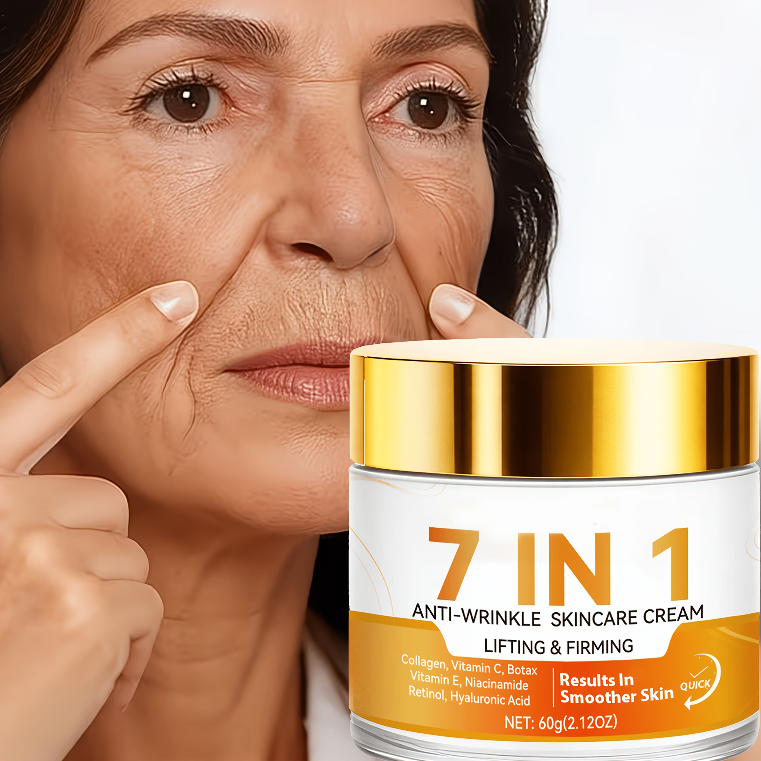TEMU 7-in-1 Face Cream-tightens Facial Skin. Enriched With Collagen And Hyaluronic Acid, It Moisturizes And Lifts Sagging Skin, Restoring A Glow.