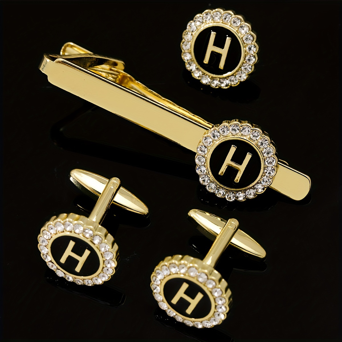 

4pcs Men' Tie Clips, Cufflinks, And Brooches With 26 Sets In Alloy Style