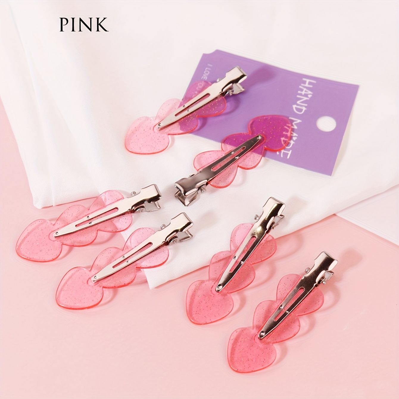 

6pcs Set -shaped Hair Clips With Sparkle Accents - Resin, Mixed Colors - Styling & Makeup Application