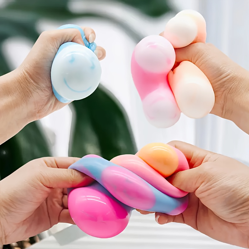 2 Bolas Anti-estrés De TPR – Juguetes Apretables Para Aliviar La Ansiedad – Tamaño 4x5x3 Cm – Colores Surtidos Para Niños Y Adultos