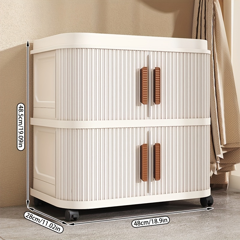 TEMU 2/3/4/5 Tier Lidded Plastic Storage Bin, Foldable Wardrobe Organizer Storage Bin, Stackable Storage Bin With Wheels, White Cube Storage Cabinet,