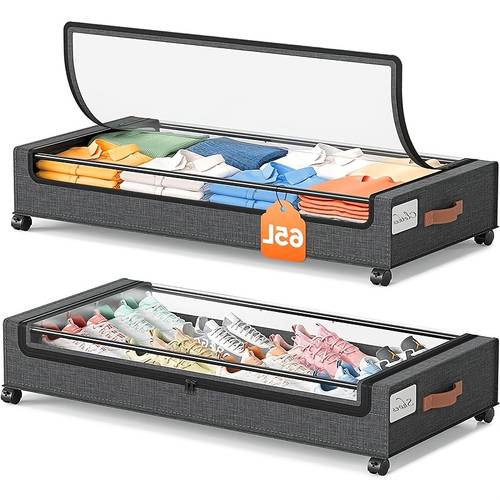 1 2 pack of wheeled under bed storage box under bed storage box under bed shoe rack organizer metal drawer under wheel bed for clothes blankets shoes books bedding under bed storage