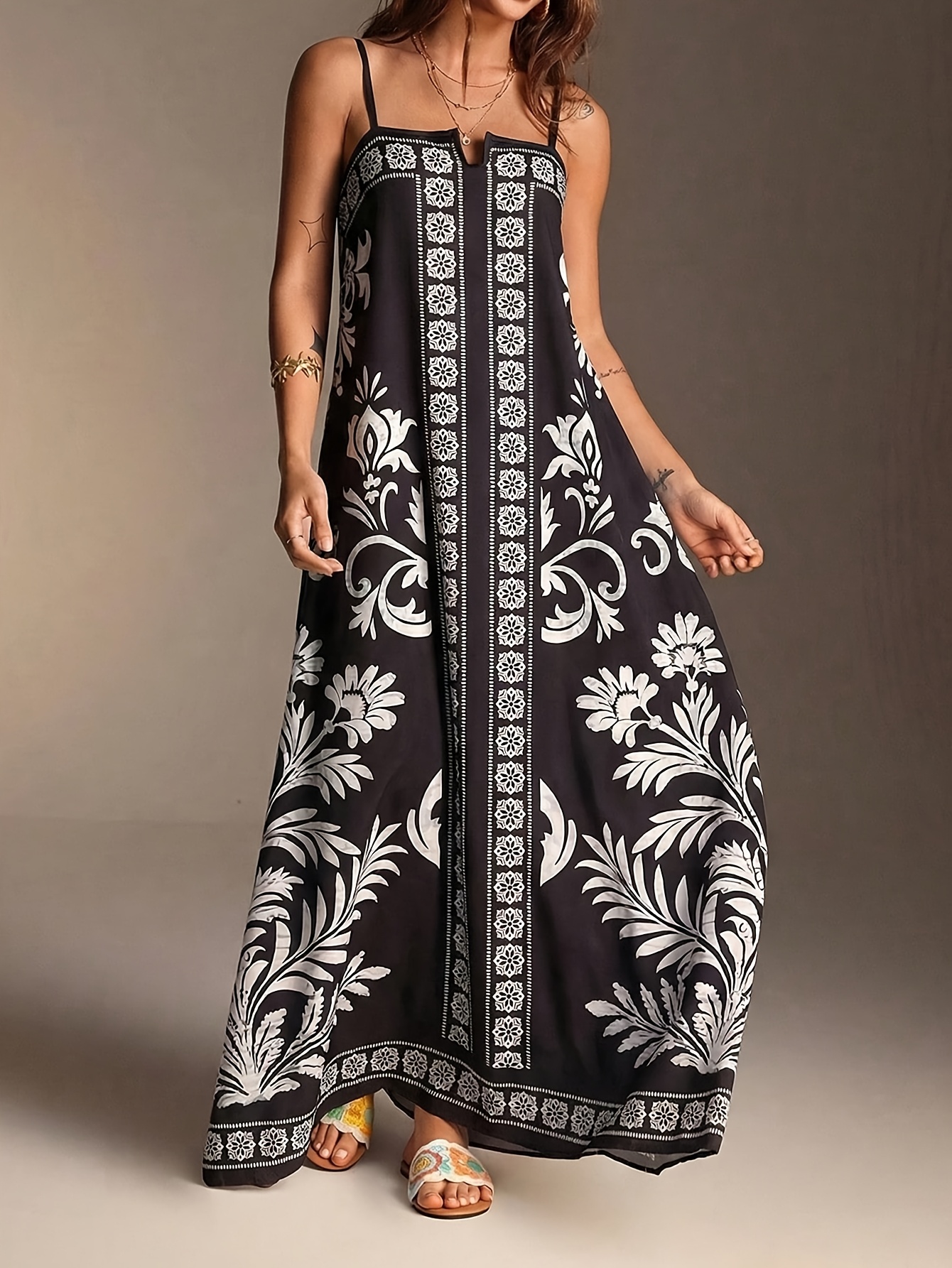 black white maxi dress High Low Short Front Long Back A Line Bridal Dress Full Sleeves – TANYA  BRIDAL main image 1