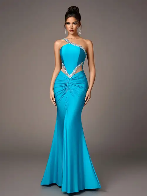Elegant Pleated Design Cutout One Shoulder Long Women'S Formal Evening Gown (Heavy *) Suitable for All Formal Occasions, Large Banquets, Wedding Guests, Holiday Parties, Graduation Dances, Dates, ... Elegant Pleated Design Cutout One Shoulder Long Women'S Formal Evening Gown (Heavy *) Suitable for All Formal Occasions, Large Banquets, Wedding Guests, Holiday Parties, Graduation Dances, Dates, ...