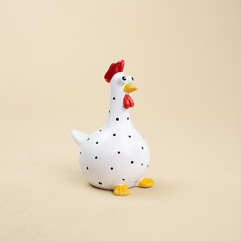 Image of 1pc Resin Mini Chicken Statue Outdoor Decor, Garden Ornament, Whimsical Yard Art For Patio, Lawn, Balcony