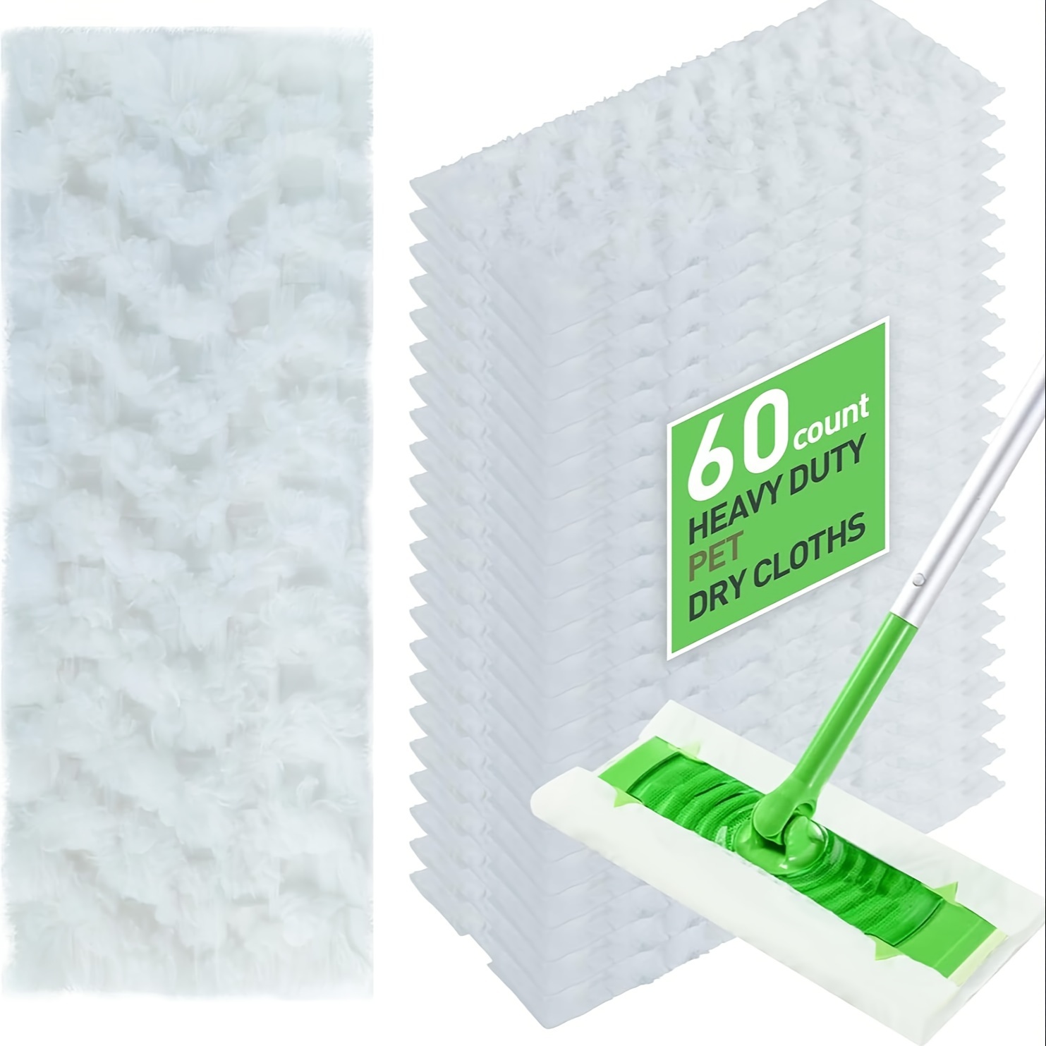 

60 Count Heavy Duty Dry Sweeping Cloths Compatible With Dry Cloth, Sweeper Pet Heavy Duty Refills, Unscented Multi-surface Cloth Refills For Floor Sweeping And Cleaning