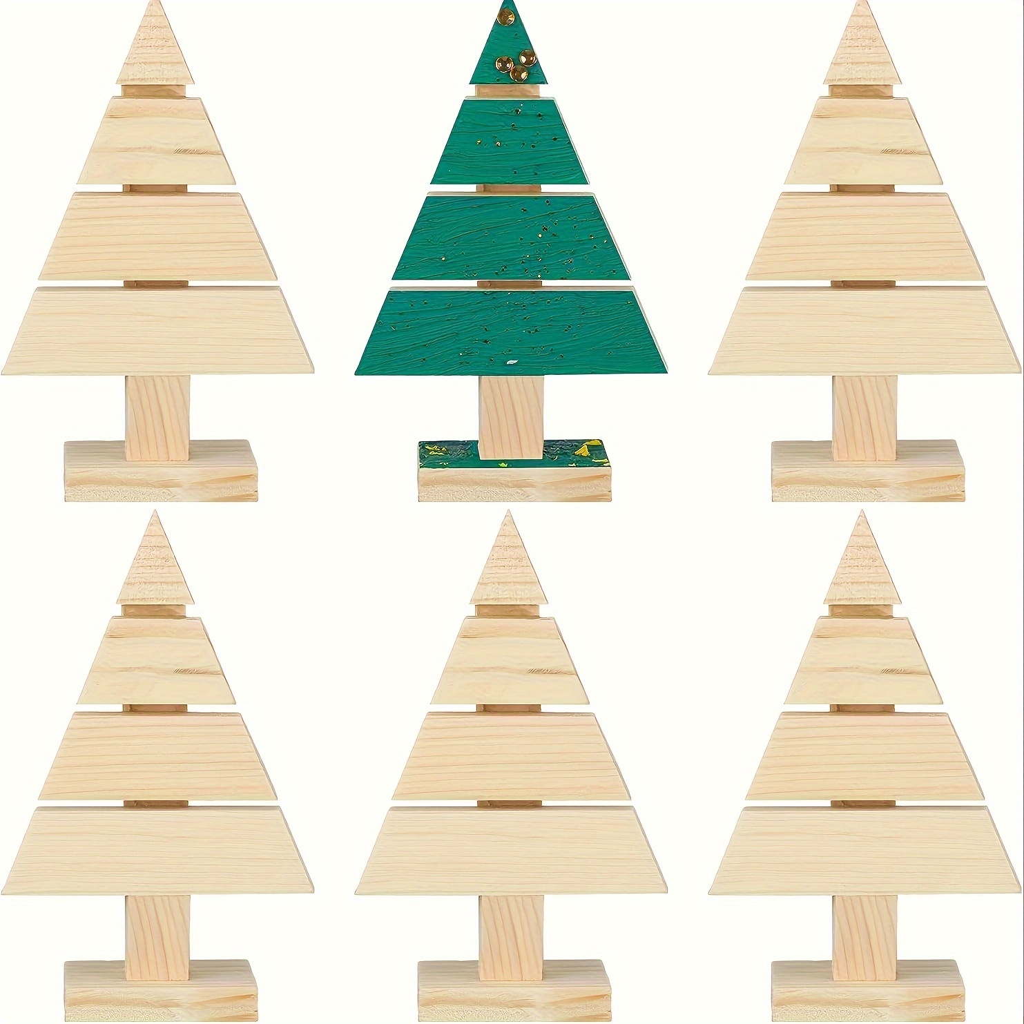 

Set Of 4 Unfinished Wood Christmas Tree Decorations, Blank Wooden Xmas Trees For Diy Painting, Crafts, Party & Wedding Ornaments