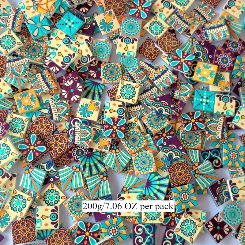 E-shop DIY schmelzfeste Glas-Mosaik-Dekorfliesen, 200 g/7,06 oz pro Packung, geeignet für DIY-Projekte, Wohnzimmer, Küche, Badezimmer, künstlerisches