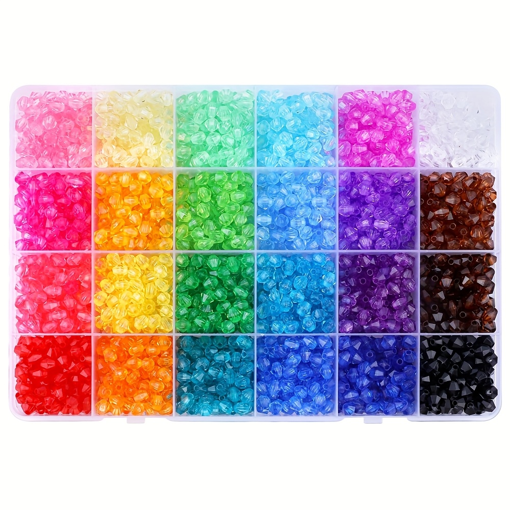 Image of 2000 5mm Beads, Crystal Bicone Acrylic Beads - 24 Color Rainbow Loose Craft Beads, For Jewelry Making, Bracelets, Necklaces, Curtains, Keychains, Perfect For Beginner Making