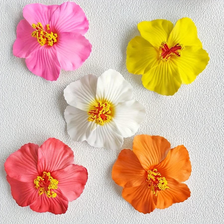 

5-pack Floral Hair Clips, Beachy Boho Style, Pastel Colors, Pvc Material, Suitable For Women 14+ Years Old, Set Of 5