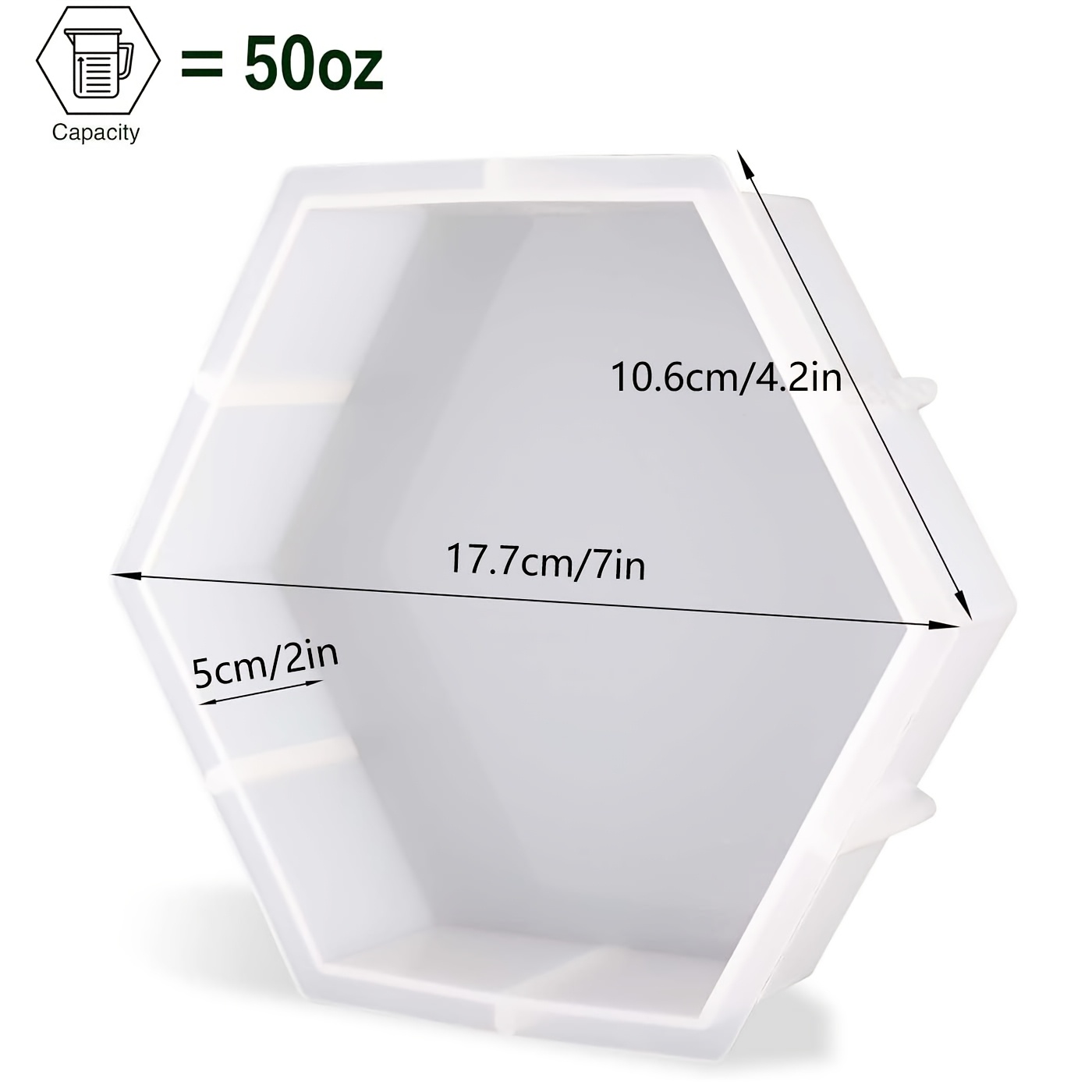 Image of Large Hexagonal Silicone Resin Mold 7" X 2" - Deep Epoxy Casting For Flower Preservation, Diy Wedding Decor, Bookends & Home Crafts, Christmas Gifts, Resin Art