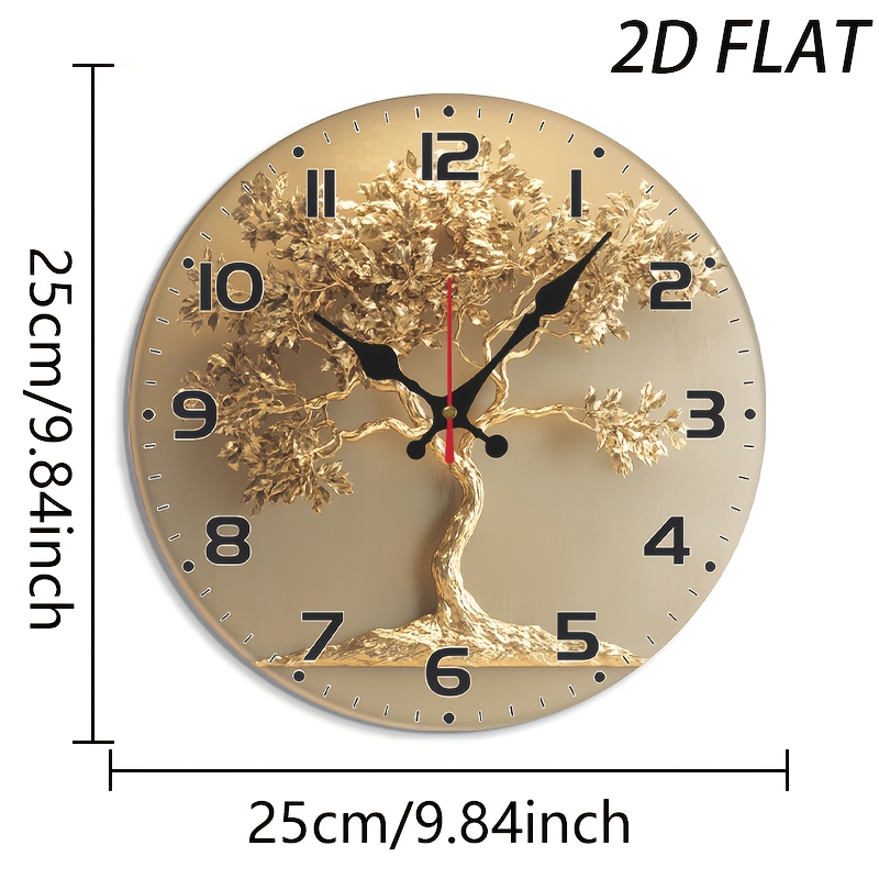 TEMU Acrylic Wall Clock - 10 Inch Veneer Europe And America Style Round Silent Flat Wall Clock - Batteries Not Included - Add Your Study Or Living