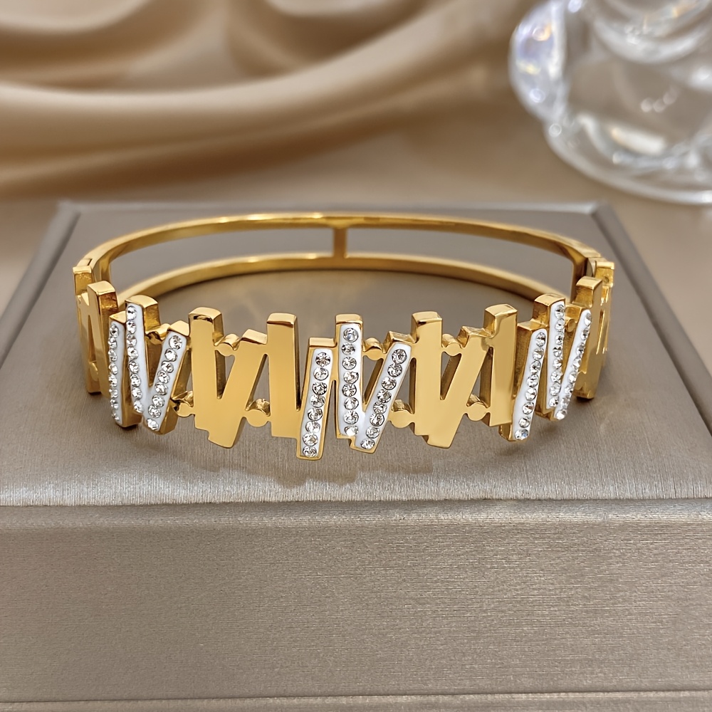 Men's & Women's Gold Plated Artistic Cuff Bracelets with Zirconia