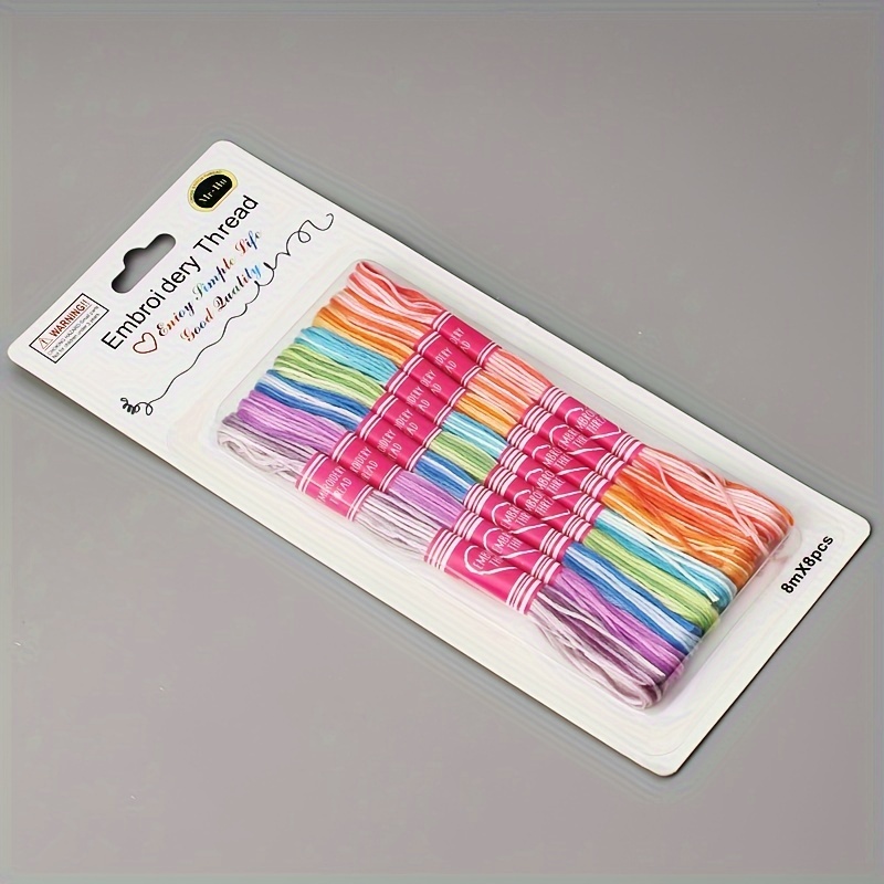

Fil à broder en polyester, 8 écheveaux, dégradé multicolore, 8 m - Kit de fils à broder à , pour de croix, le
