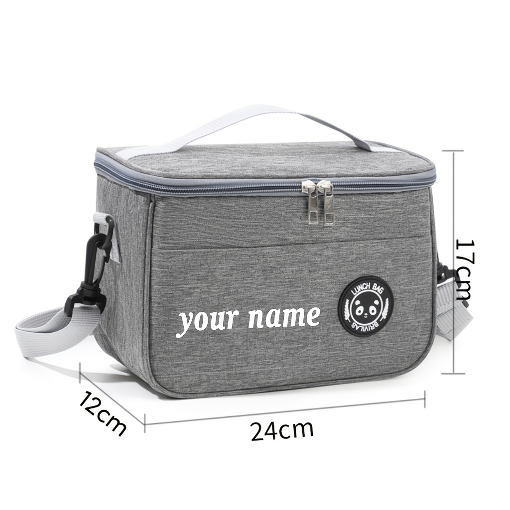TEMU Custom Name Large Capacity Lunch Bag Lunch Box Portable Lunch Tote Zipper Closure Lunch Bag Large Capacity Crossbody Strap Great For Work Trips