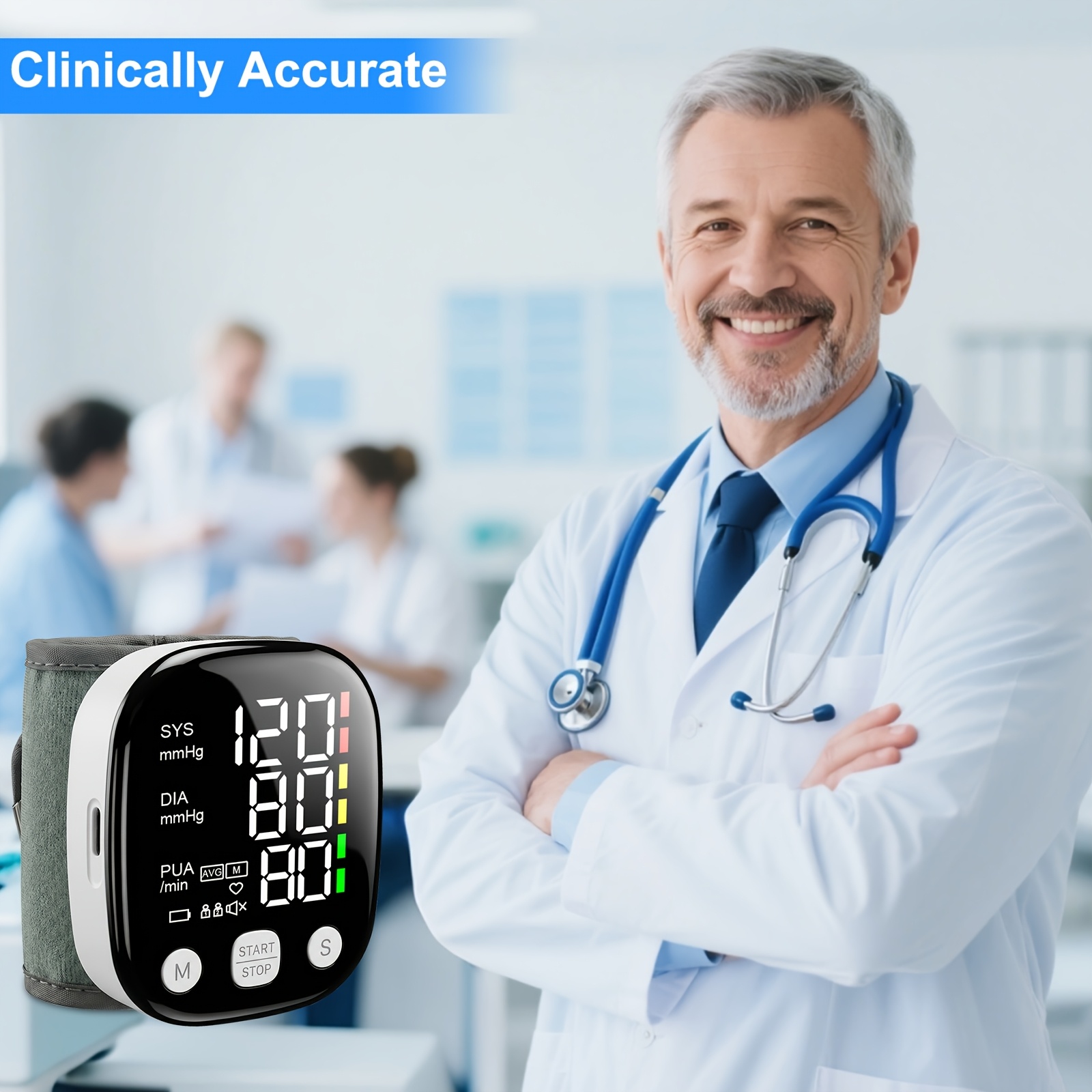Wrist Electronic Blood Pressure Monitor with LCD Display, Memory, Charging, and Language Playback, Multiple Models Available