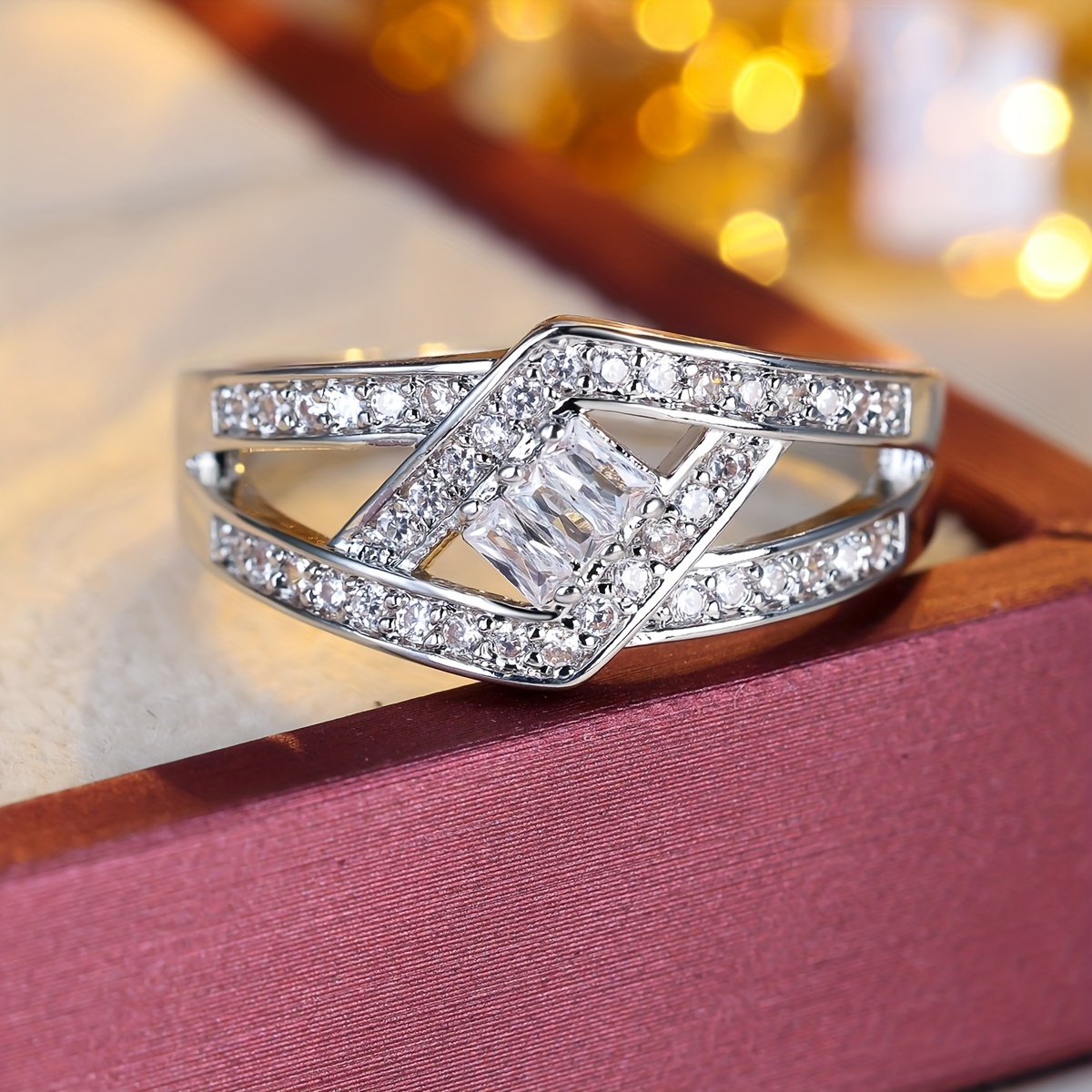 elegant copper ring synthetic cubic zirconia Temu United Arab