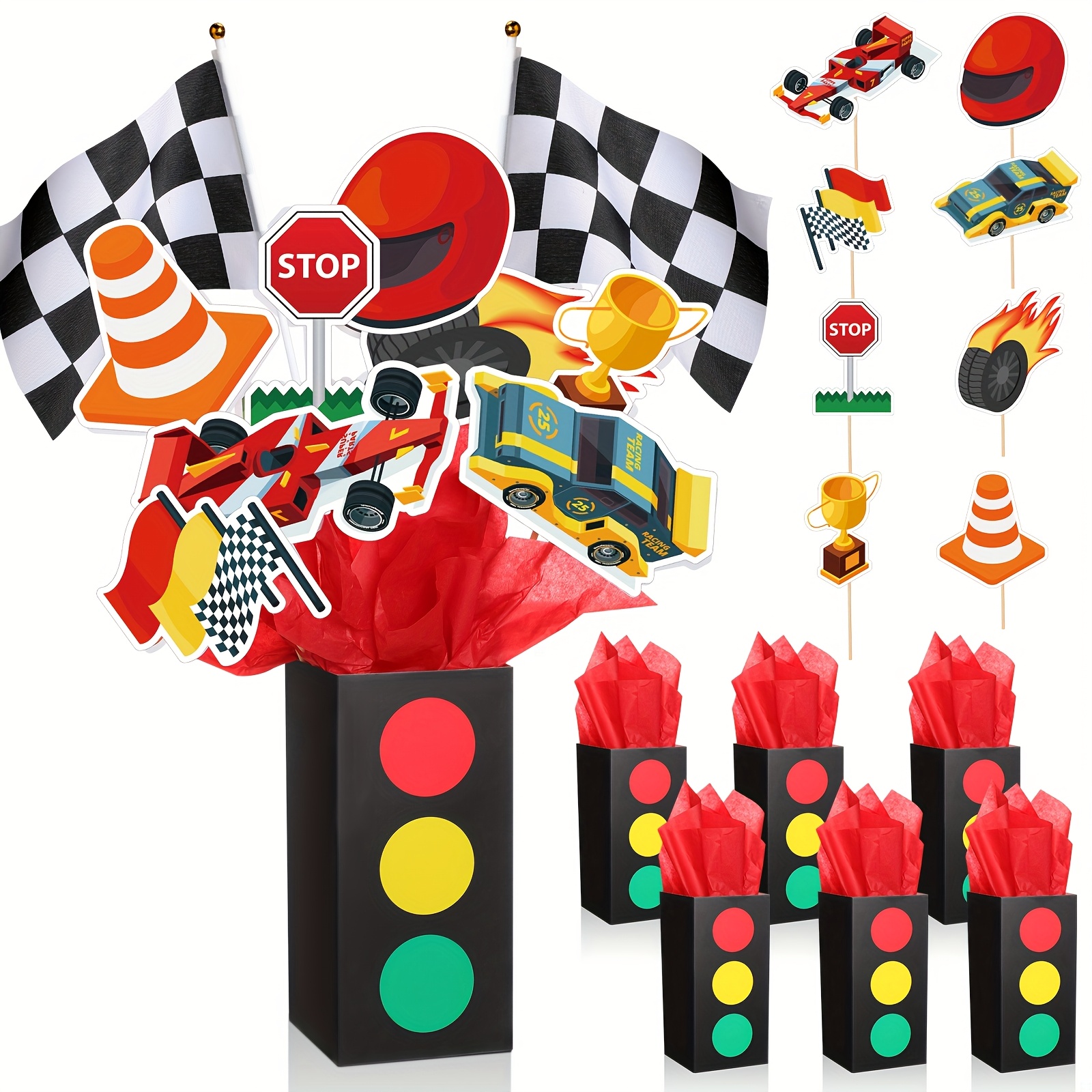 8-Piece Running Theme Honeycomb Centerpieces - Birthday Party Decorations With Sport Designs