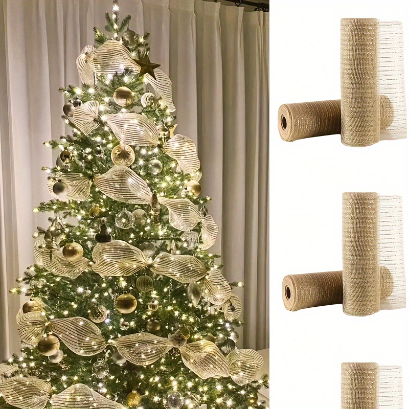 

Christmas Tree Decorative Ribbon - Diy Holiday Scene Mesh Bow Ornaments, No Battery Needed