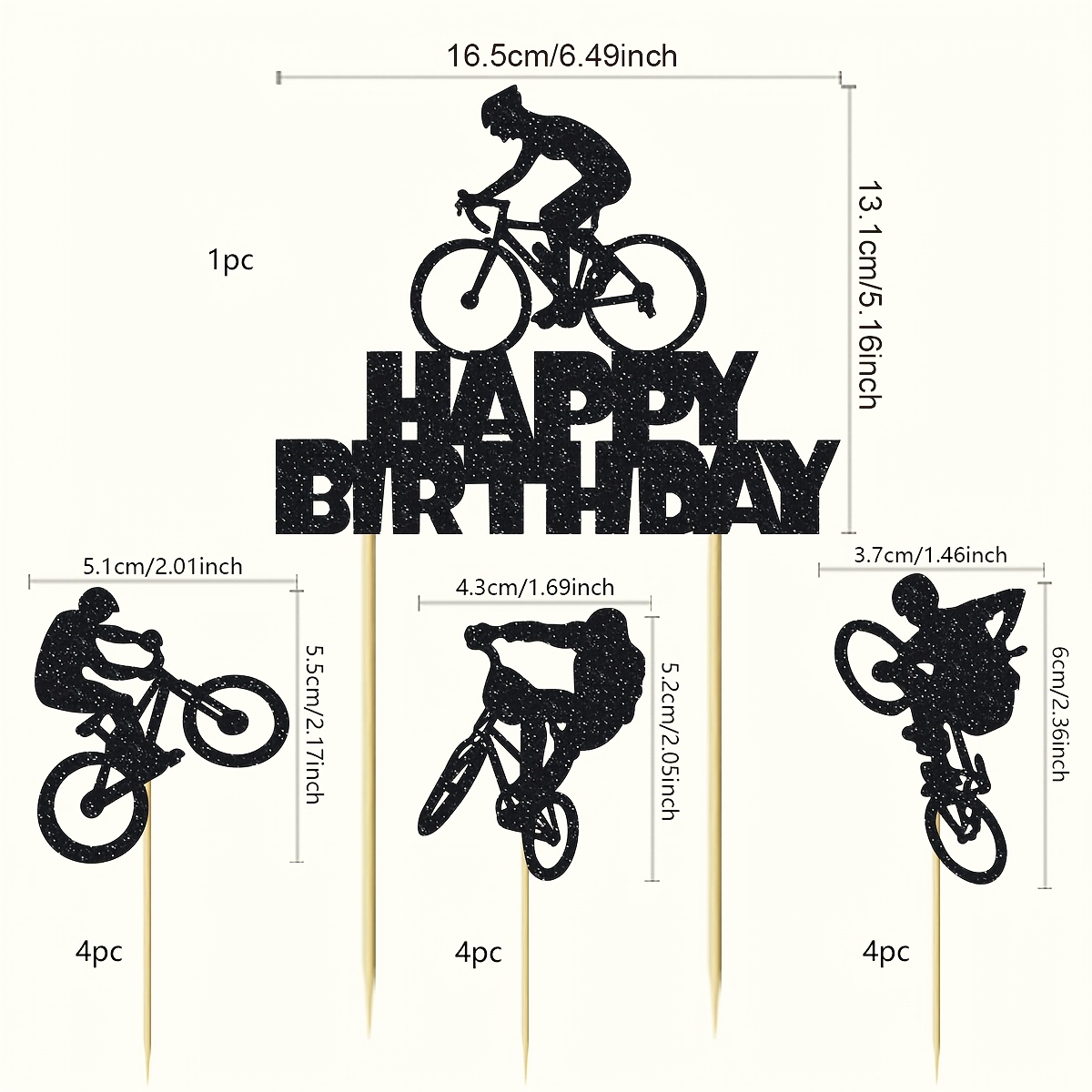 13pcs bicycle happy birthday cake topper glitter cycling Temu