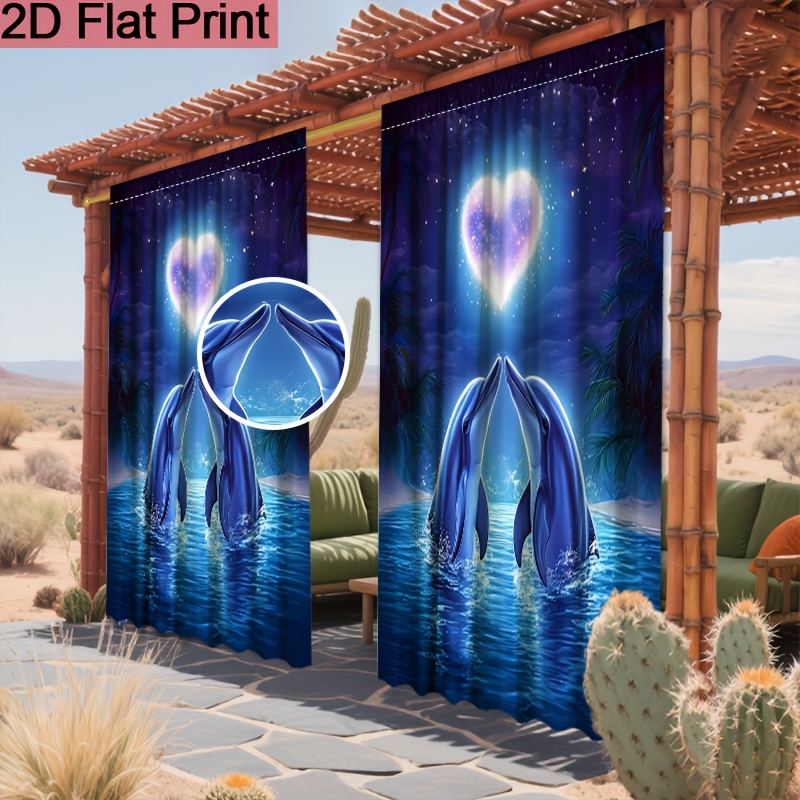 item picture 1pc 2d flat outdoor curtains valentines day polyester curtains 91 inch curtains rod pocket curtains extra wide curtains   embrace heart shaped light suitable for doors windows courtyards indoor outdoor use