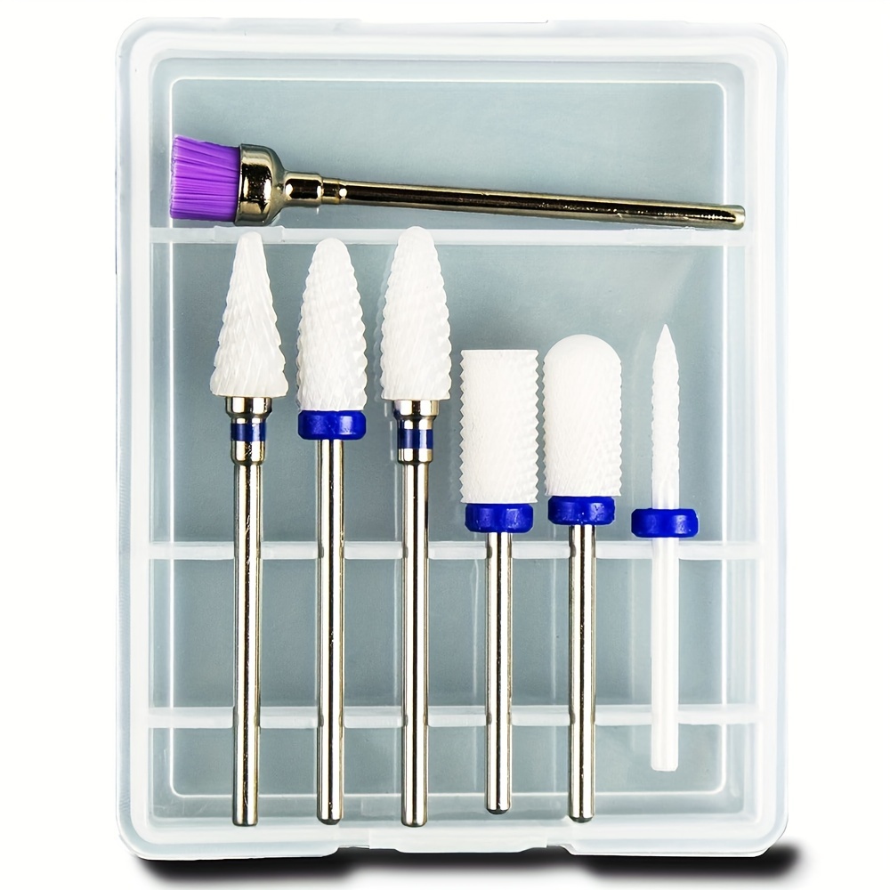 Nail Drill Bits Set Ceramic For Acrylic Nails Gel Polish Removal Cuticle Cleaner 3/32 Professional Nail Art Tool For Manicure Drill Machine