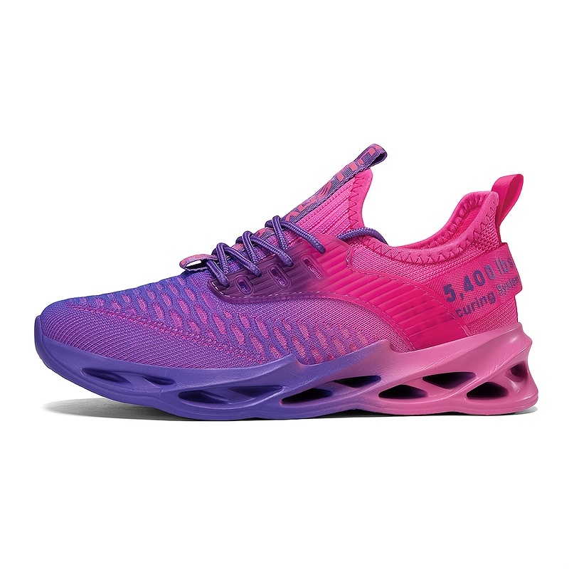 Image of Fashionable Fabric Breathable Athletic Shoes, Gradient Colorway, Hollowed-out Sole Design, Perforated Laces, , Lightweight, Suitable For Running, Sports, And Hiking, Women Shoes, Sneakers
