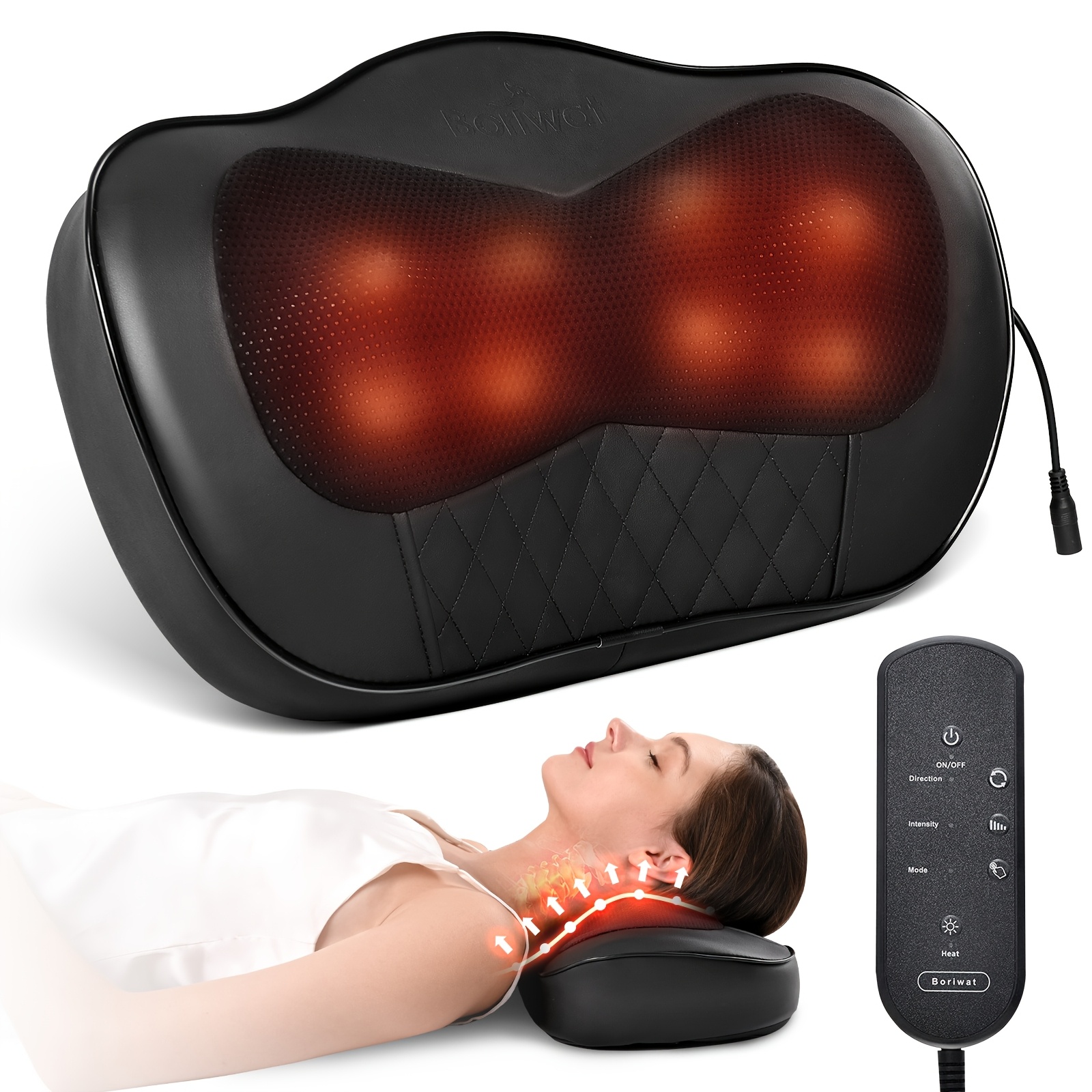 

1pc, Shiatsu Neck And Shoulder Massager With Heat - , Rolling, And Vibrating Functions For Traps, Legs, And Body - Perfect Gift For Men And Women, Ideal For Home, Office, And Travel Use