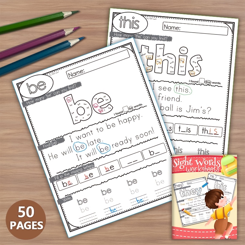 

Exercises, ' Sight Words Workbook - 50 Pages Of High-frequency Words 1-, Activities For Home & Classroom