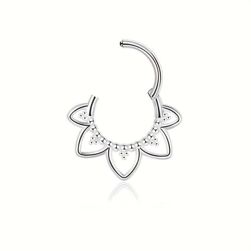 Image of 1pc Of Vintage Style Stainless Steel Nose Ring - 16g Nasal Septum And Ear Bone Piercing Jewelry, Suitable For 8mm/10mm Daith Hole, Suitable For Daily Wear And Gift