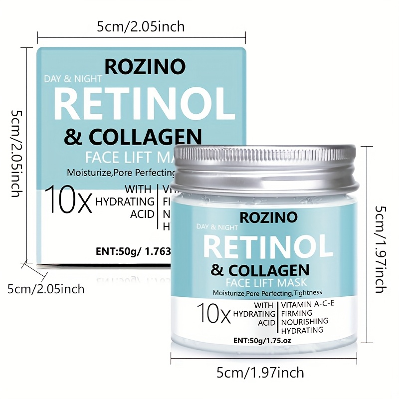2pcs X 10x Lifting Retinol Collagen Day And Night Mask, Immediate Lifting And Firming For Eye And Face, Suitable For Puffiness And Dark Circles, Dullness And Wrinkles, Signs, Witness In A Week