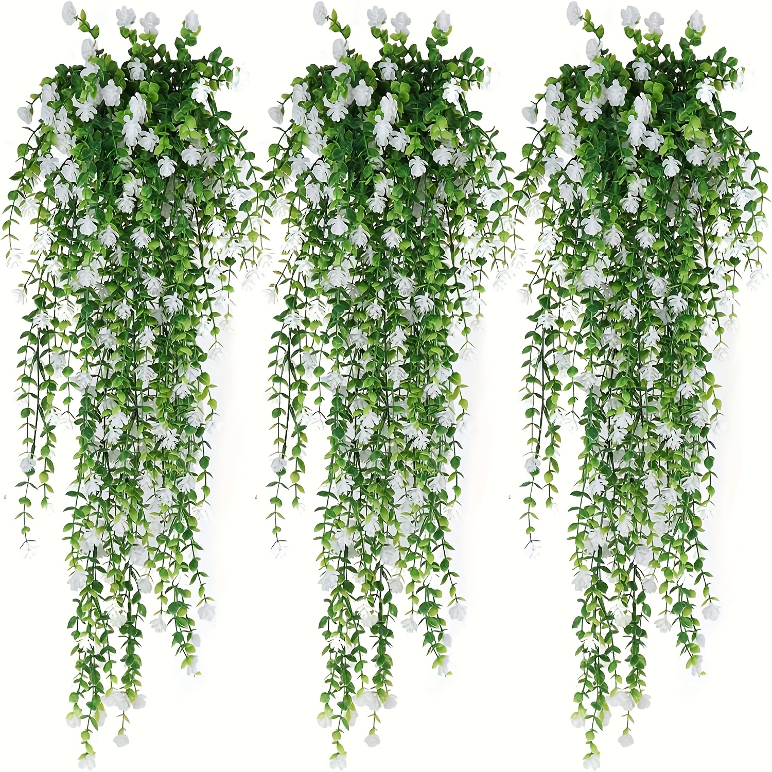 

3 Pack Artificial Mountain Hanging Plants, Plastic Greenery For Home & Outdoor Decor, No Container, Ideal For Valentine's Day, 's Day, Ramadan - Indoor Wedding Decoration