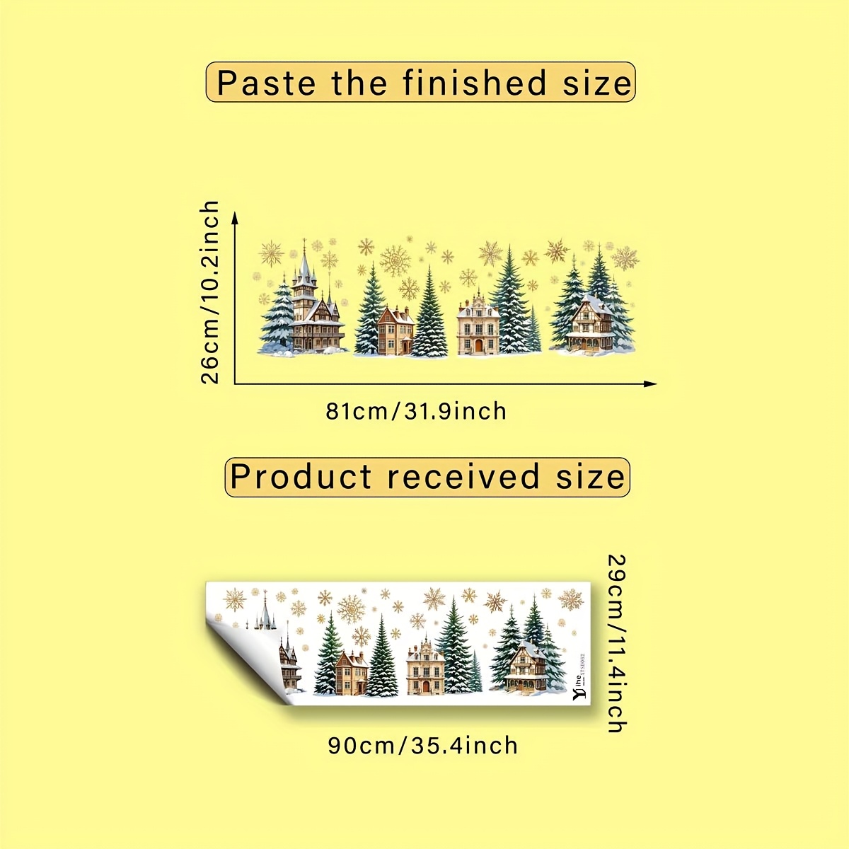TEMU 1pc Self-adhesive Removable Christmas Window Cling Film - Self-stick Pvc Glass Sticker With Snowflake Pine Tree House Design, 6mil Thick Winter