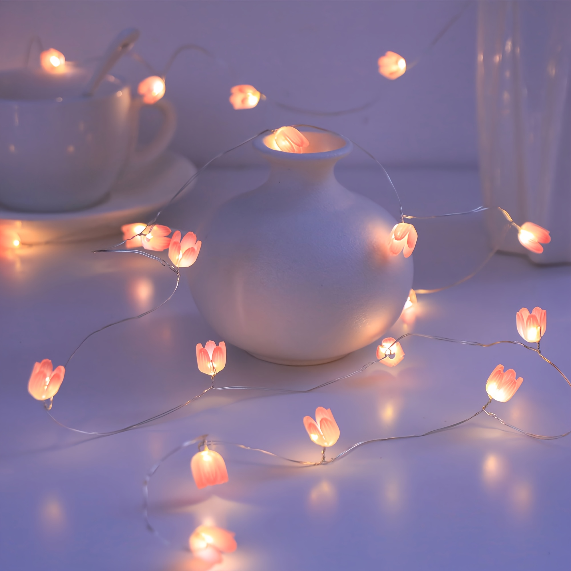 TEMU 1 guirlande lumineuse LED , guirlande de fleurs féériques, parfaite pour décorer des vases, des boîtes, des maisons, des salons, des fêtes, des