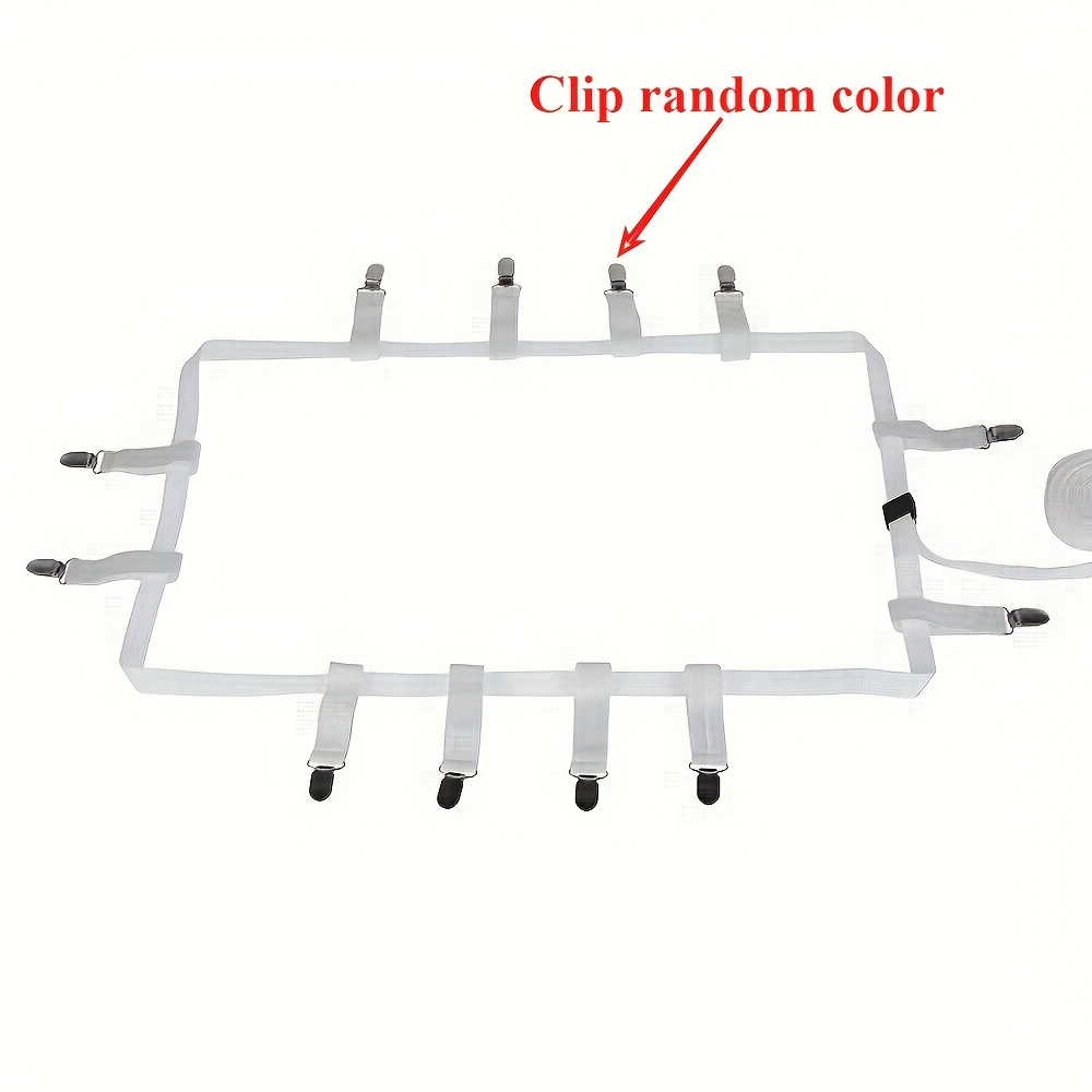 Random Color Adjustable Elastic Sheet Clips Set With 12 Clips, Nylon Anti-slip Mattress Fixing Belt, Hand-washable Sheet Clips
