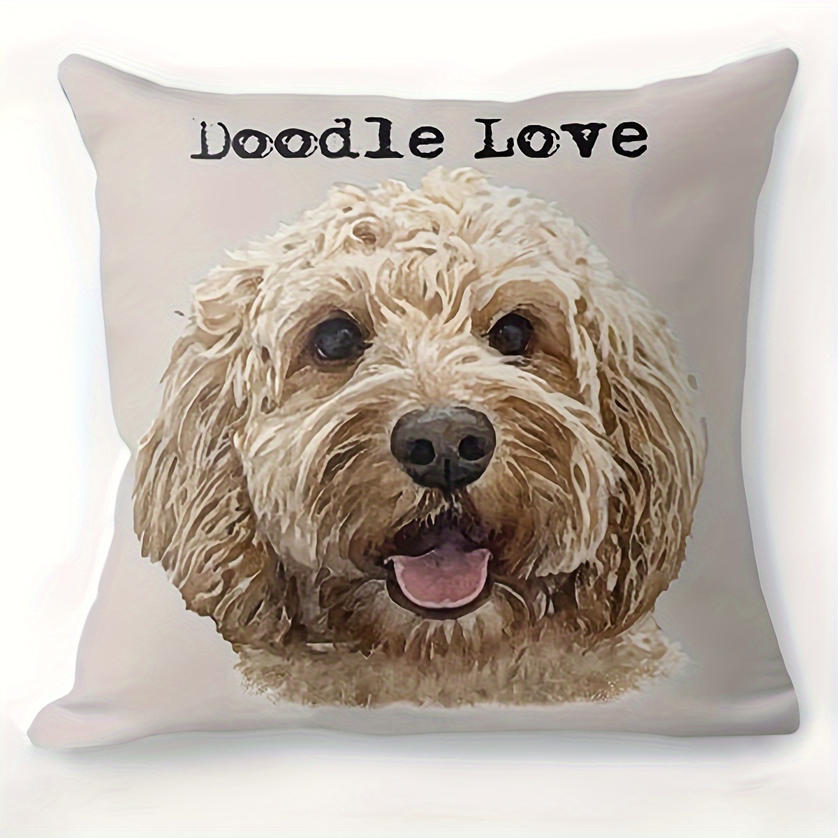 

Vintage Style Doodle Dog Throw Pillow Cover 18x18 Inch, Polyester Short Plush Zippered Cushion Case For Sofa And Bedroom, Hand Washable, Decorative Cockapoo Design - 1 Piece