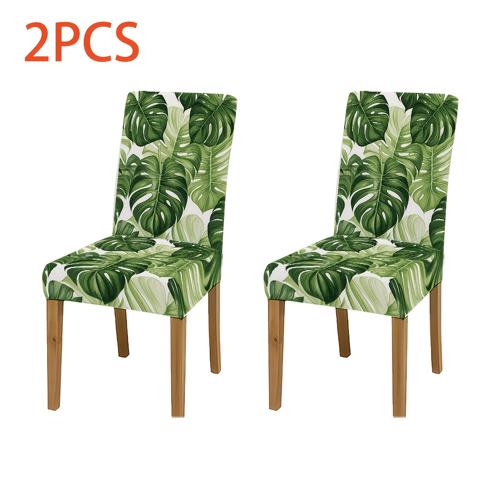 TEMU Modern Minimalist Style Stretch Chair Covers Featuring Tropical Plant Leaf Patterns. Decorative Chair Covers Embody , And Provide Soft, Elastic