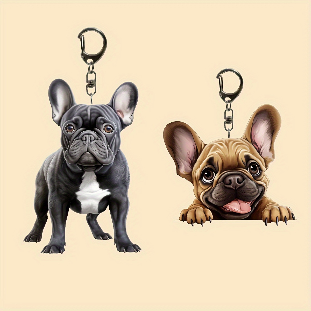 

Funky French Bulldog Keychains: 2 Types Of Acrylic Dog Charms For Pet Lovers - Perfect Gift For Dog Enthusiasts