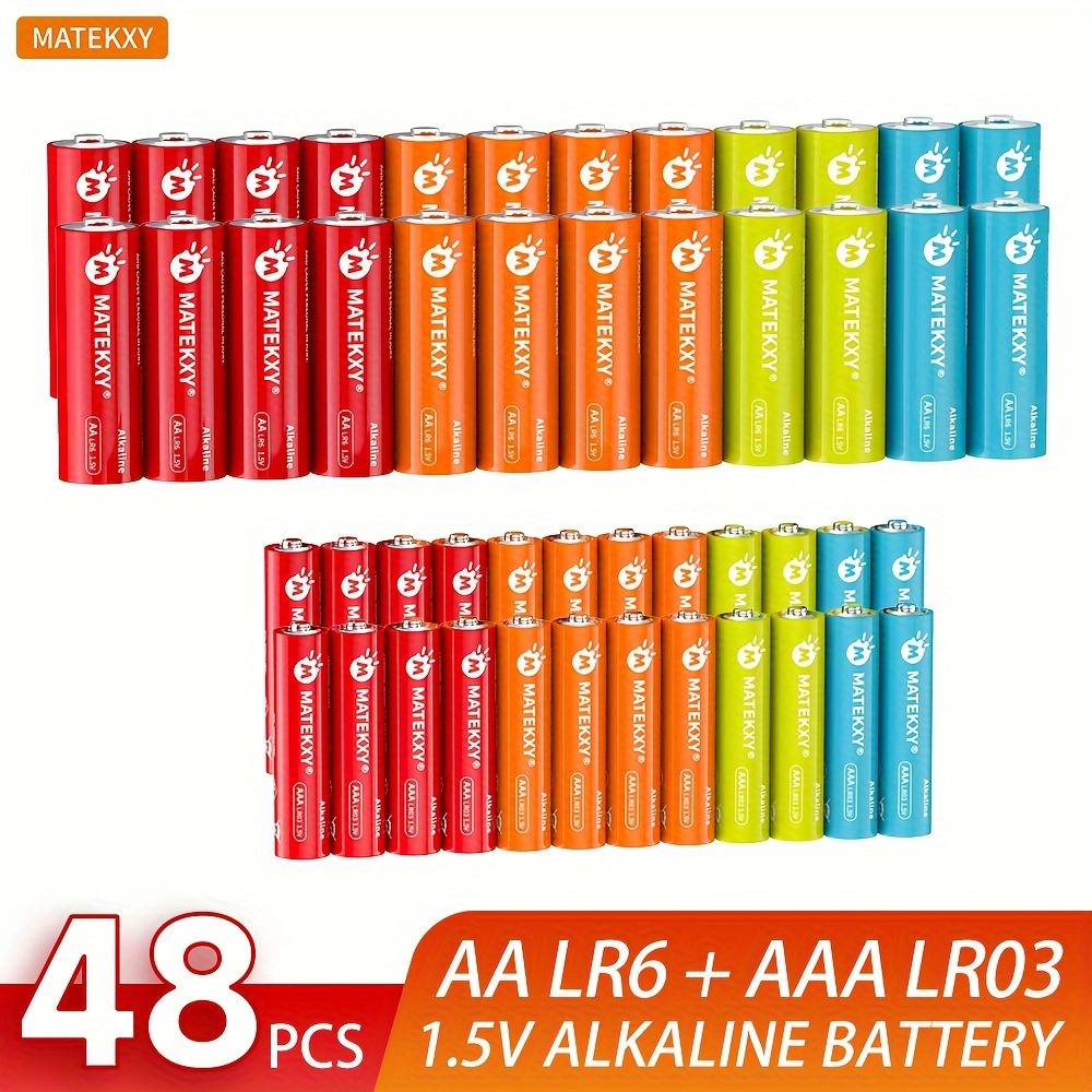 Combo de 24 pilas AA/AAA 1,5 V AA LR6 alcalinas + batería de zinc-carbono  AAA R03P