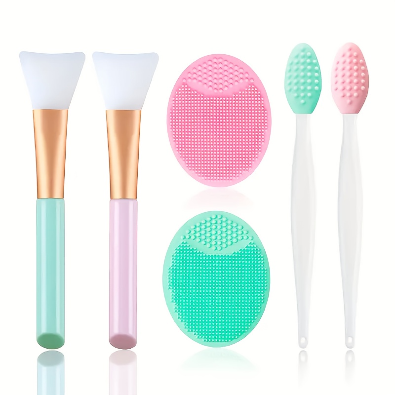 

2/3/6pcs Silicone Mask Brush Set, 2 Facial Cleansing Brushes, 2 Mask Brushes, 2 Exfoliating Lip Scrubs, Makeup Brushes, Skin Care Tools For Women