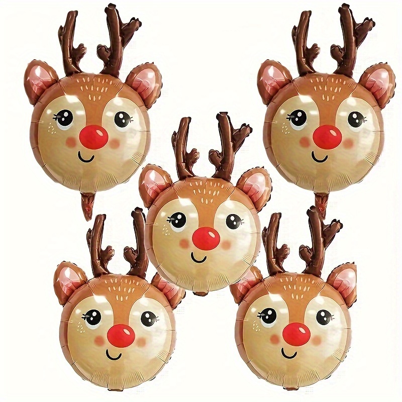 

3/5pcs, Christmas Reindeer Foil Balloons, Foil Reindeer Head Balloons For Christmas Party, Holiday Celebration And Birthday Decoration