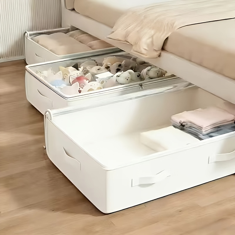 4pcs Under-Bed Storage Boxes with Lid for Blankets & Bedding