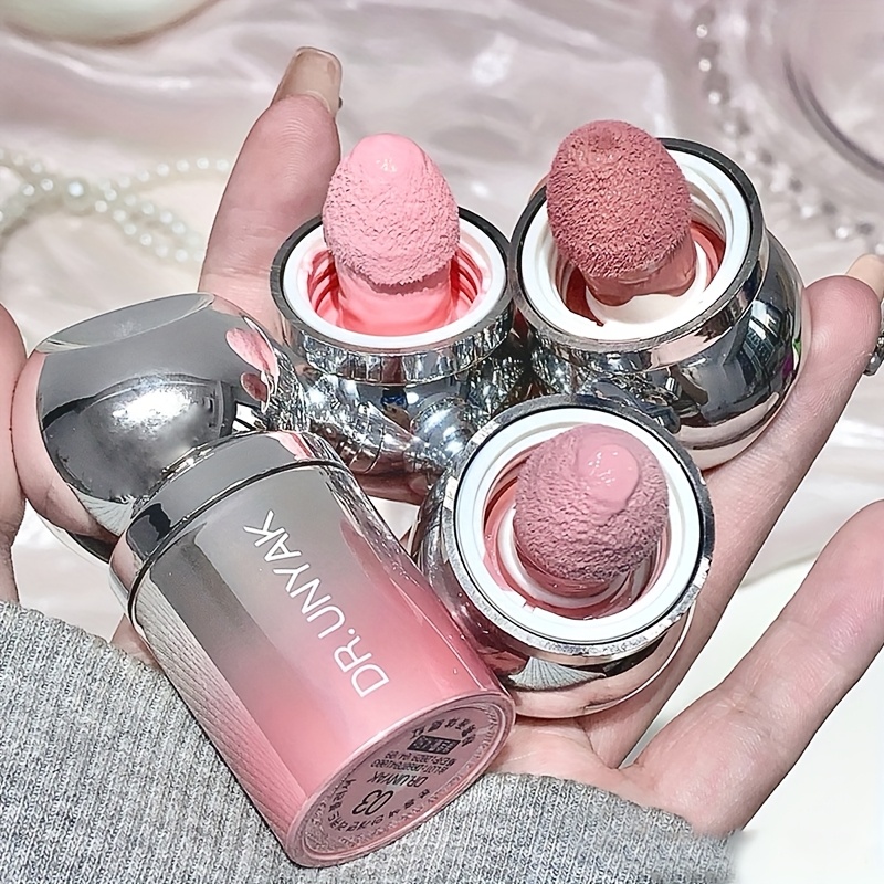 Matte Liquid Blush Stick with Sponge Head - Washable, Superposable Color for Lips & Cheeks, Brightening Effect, Plant-Based Squalane, All Light Beige Tones, Matte Finish, Boost Coverage, Beauty Product, Sleek Packaging, Smooth Texture