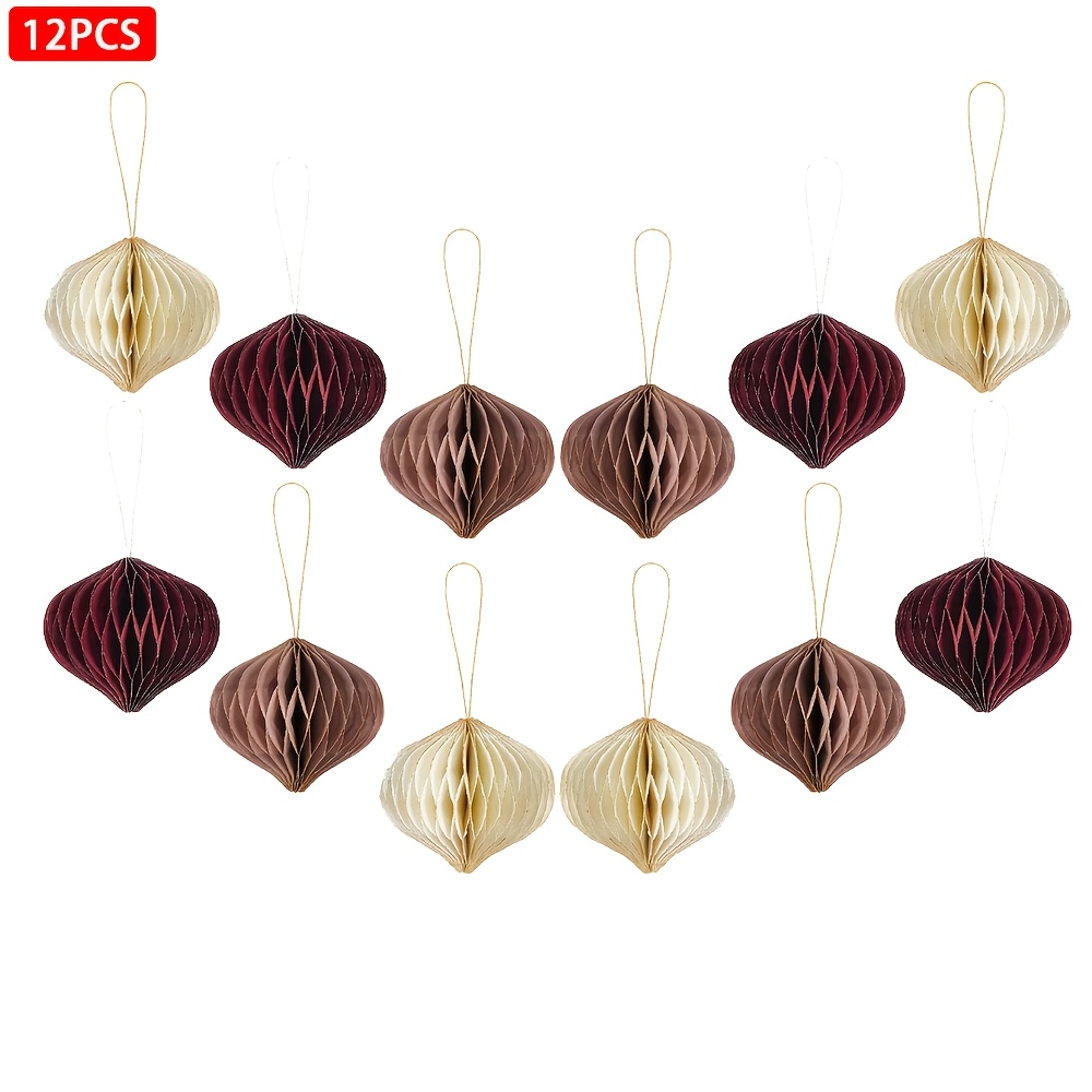 TEMU 12pcs Set Christmas Honeycomb Ball Ornaments, New Year Party Home Decor Hanging Ornaments, Wedding Decoration Hanging Pieces For Christmas Tree