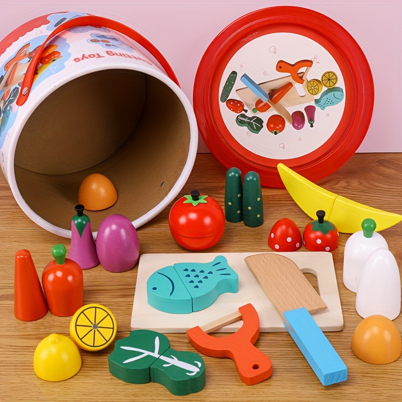 

Montessori Wooden Kitchen Playset - Realistic Fruit Cutting & Cooking Game, Boosts Cognitive Abilities & Creativity - Ideal For Ages 3+ Birthdays, , Thanksgiving, Christmas Gift