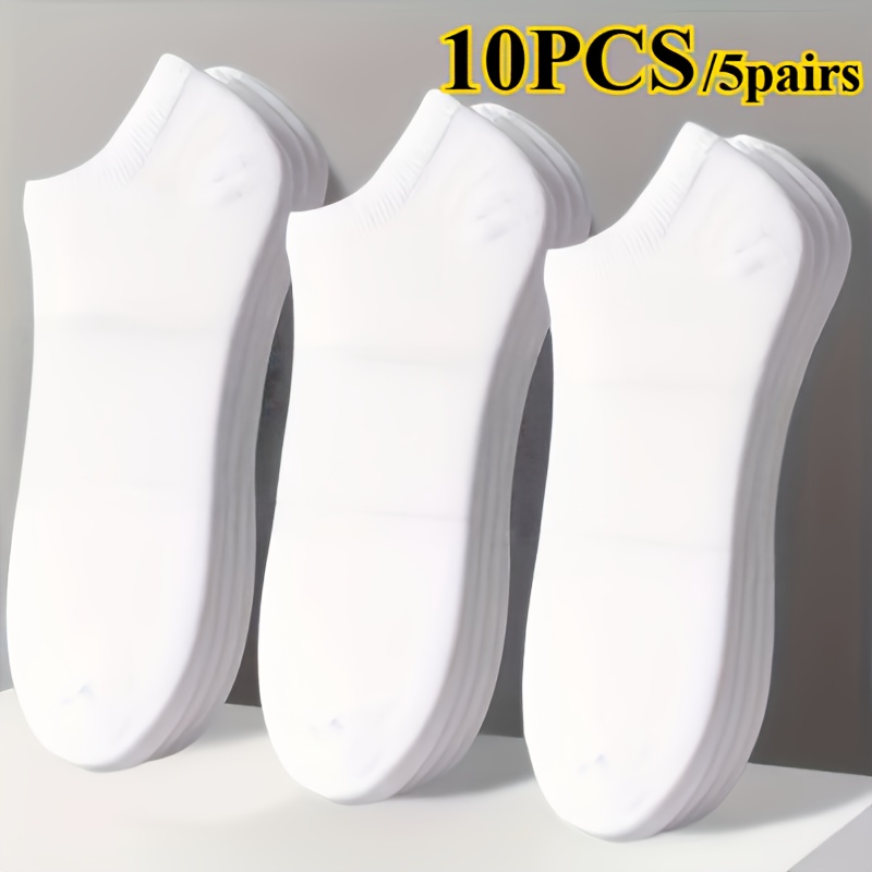 E-shop 10 Stück (5 Paare) Damen Freizeit Socken in Unifarben, Atmungsaktiv, Bequem, Schweißfest, Geruchsneutral, Knöchelsocken, Damen Socken, Einfaches