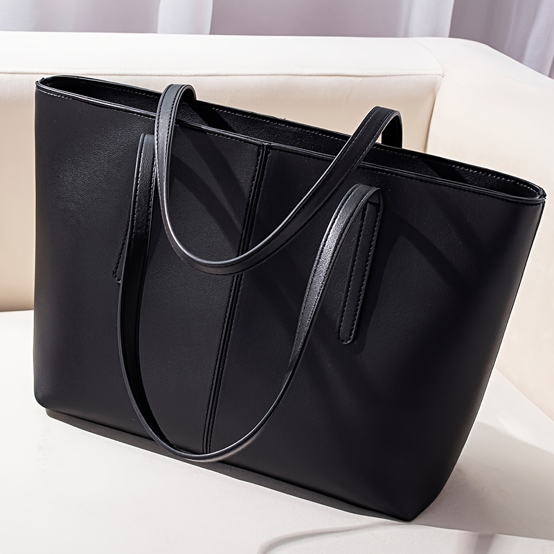 

Women's Elegant Tote Bag, Large Capacity, Casual Commute, Single-shoulder, Hand Carry, Luxurious Pu Leather Commuter Bag