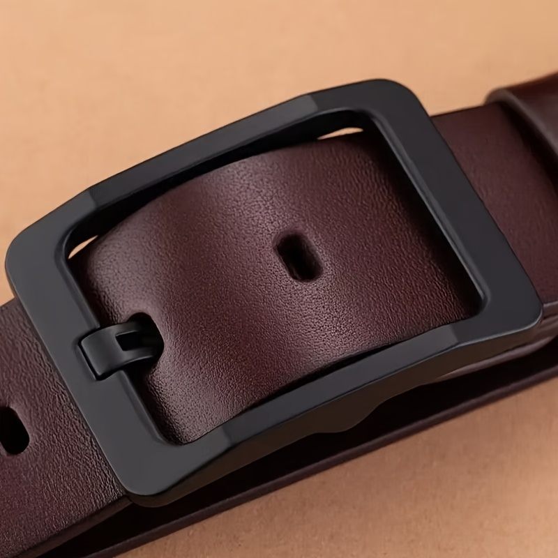 1pc Men'S Genuine Leather Casual Belt - Minimalist Vintage Design with Alloy Buckle, Adjustable Fit for Casual, Work, Parties & Valentine'S Day - Durable Everyday Accessory, High-Quality Craftsmanship, Casual Attire, Classic Style, Fashion