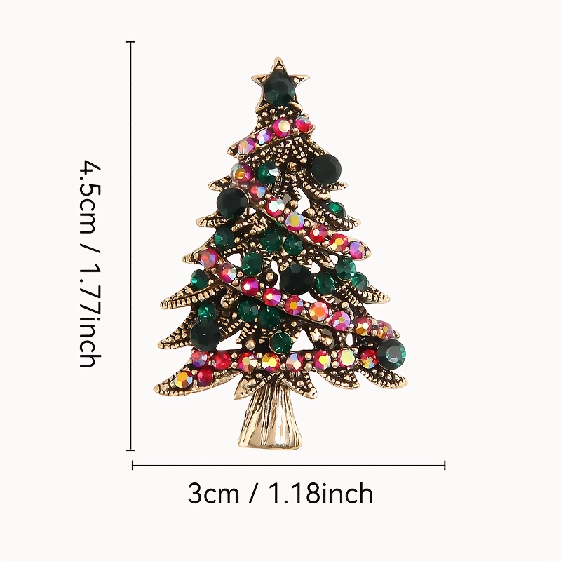 Image of Vintage Christmas Tree Brooch Pin With Colorful Star Accents – Elegant Alloy Jewelry Gift For Women, Holiday Parties And Casual Attire, Christmas Jewelry